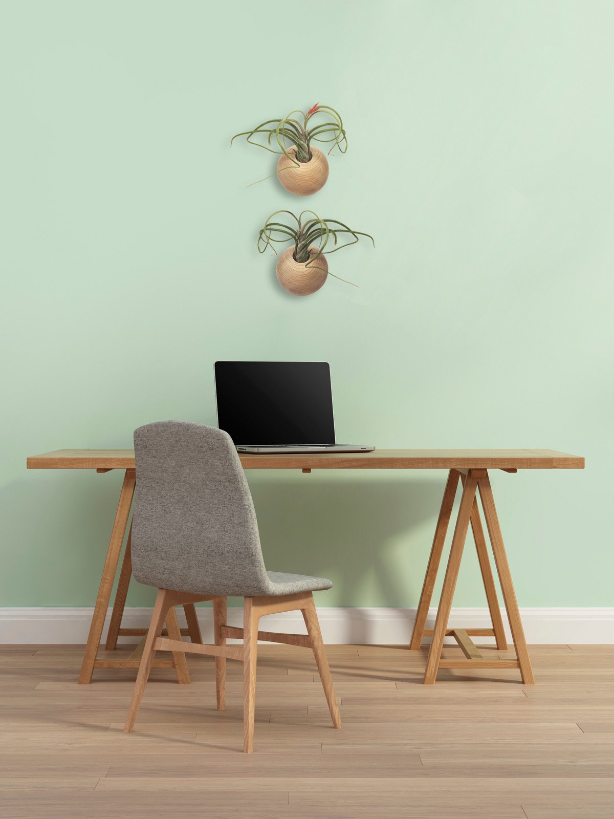 Two hemispheres above an office desk